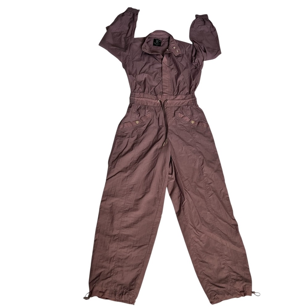 Athleta x‎ Alicia Keys Utility Jumpsuit Nylon Open Back Mauve Parachute Womens 0 - Picture 3 of 16